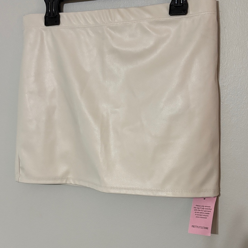 PrettyLittleThing Off-White Faux Leather Mini Skirt